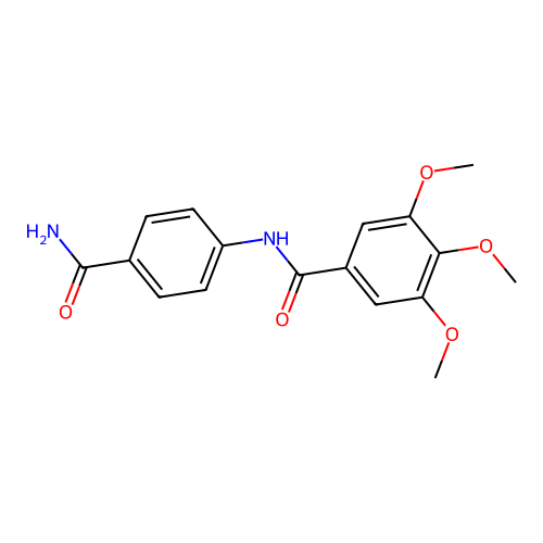 N-(4-carbamoylphenyl)-3,4,5-trimethoxybenzamide structure