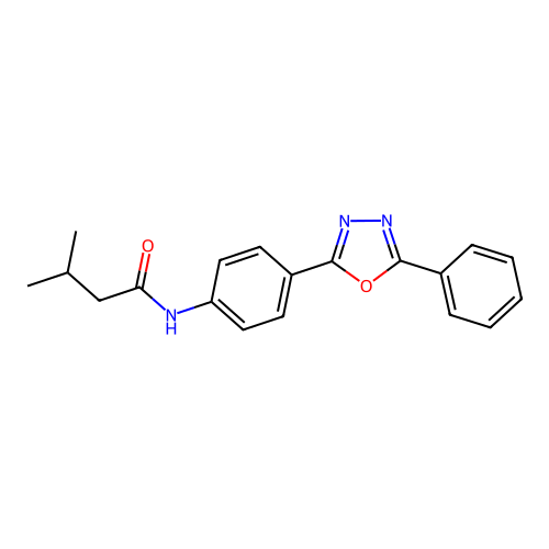 3-methyl-N-[4-(5-phenyl-1,3,4-oxadiazol-2-yl)phenyl]butanamide structure