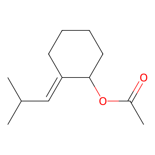 [(2E)-2-(2-methylpropylidene)cyclohexyl] acetate structure