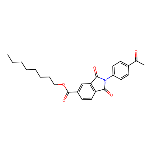 octyl 2-(4-acetylphenyl)-1,3-dioxo-2,3-dihydro-1H-isoindole-5-carboxylate structure