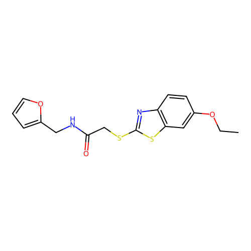 2-[(6-ethoxy-1,3-benzothiazol-2-yl)sulfanyl]-N-(furan-2-ylmethyl)acetamide structure