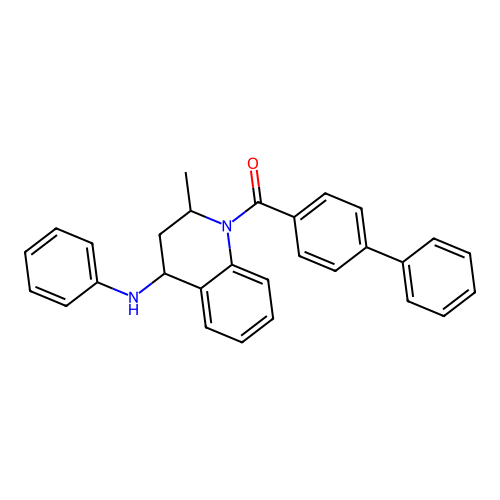 biphenyl-4-yl[2-methyl-4-(phenylamino)-3,4-dihydroquinolin-1(2H)-yl]methanone structure