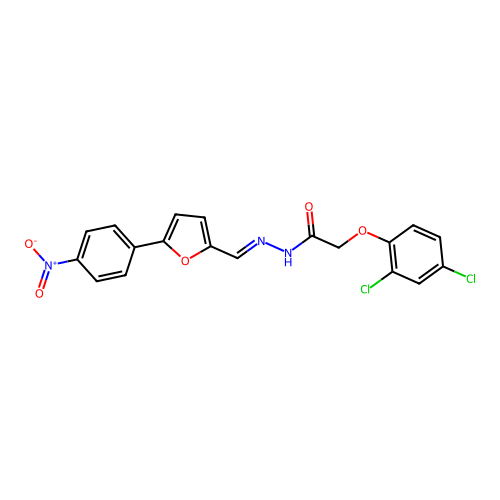 2-(2,4-dichlorophenoxy)-N-[(E)-[5-(4-nitrophenyl)furan-2-yl]methylideneamino]acetamide structure