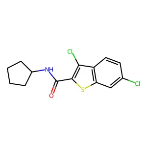 3,6-dichloro-N-cyclopentyl-1-benzothiophene-2-carboxamide structure