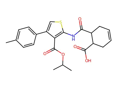 6-({[3-(isopropoxycarbonyl)-4-(4-methylphenyl)thien-2-yl]amino}carbonyl)cyclohex-3-ene-1-carboxylic acid structure