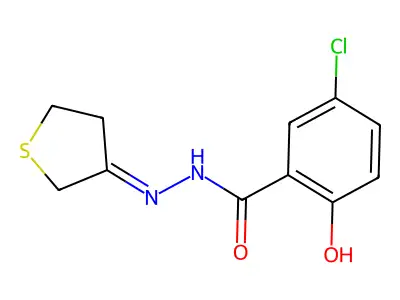 5-chloro-2-hydroxy-N-[(E)-thiolan-3-ylideneamino]benzamide structure