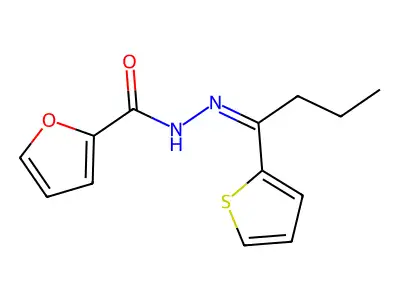 2-Furancarboxylic acid, 2-[1-(2-thienyl)butylidene]hydrazide structure