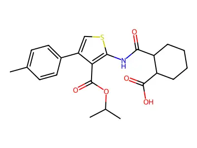 2-[[4-(4-methylphenyl)-3-propan-2-yloxycarbonylthiophen-2-yl]carbamoyl]cyclohexane-1-carboxylic acid structure