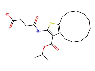4-oxo-4-[(3-propan-2-yloxycarbonyl-4,5,6,7,8,9,10,11,12,13-decahydrocyclododeca[b]thiophen-2-yl)amino]butanoic acid structure