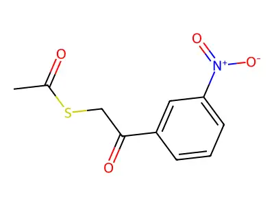 S-[2-(3-nitrophenyl)-2-oxoethyl] ethanethioate structure