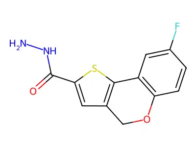 8-fluoro-4H-thieno[3,2-c]chromene-2-carbohydrazide structure