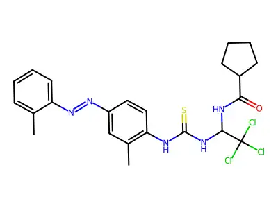 Cyclopentanecarboxylic acid (tri-CL-(3-(ME-O-tolylazo-PH)-thioureido)-ET)-amide structure