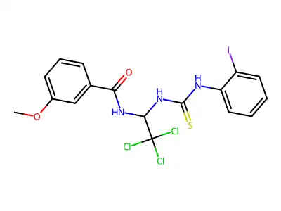 3-Methoxy-N-(2,2,2-trichloro-1-(3-(2-iodo-phenyl)-thioureido)-ethyl)-benzamide structure