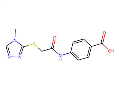 4-{2-[(4-methyl-4H-1,2,4-triazol-3-yl)sulfanyl]acetamido}benzoic acid structure