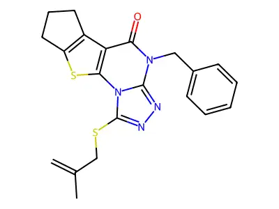 4-benzyl-1-((2-methylallyl)thio)-7,8-dihydro-4H-cyclopenta[4,5]thieno[3,2-e][1,2,4]triazolo[4,3-a]pyrimidin-5(6H)-one structure