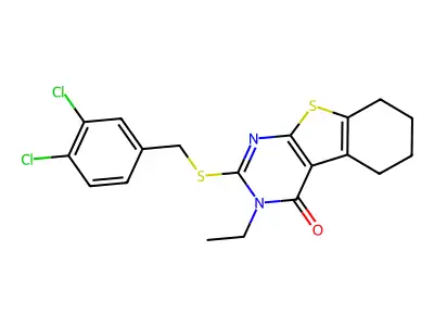 2-((3,4-Dichlorobenzyl)thio)-3-ethyl-5,6,7,8-tetrahydrobenzo[4,5]thieno[2,3-d]pyrimidin-4(3H)-one structure
