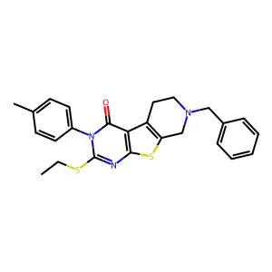 7-benzyl-2-(ethylsulfanyl)-3-(4-methylphenyl)-5,6,7,8-tetrahydropyrido[4',3':4,5]thieno[2,3-d]pyrimidin-4(3H)-one structure