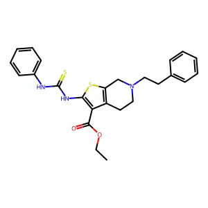 ethyl 2-[(anilinocarbonothioyl)amino]-6-(2-phenylethyl)-4,5,6,7-tetrahydrothieno[2,3-c]pyridine-3-carboxylate structure