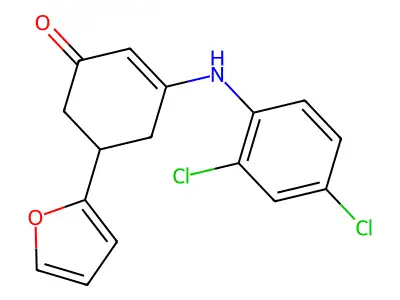 3-(2,4-Dichloroanilino)-5-(furan-2-yl)cyclohex-2-en-1-one structure