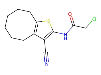 2-chloro-N-(3-cyano-4,5,6,7,8,9-hexahydrocycloocta[b]thiophen-2-yl)acetamide structure