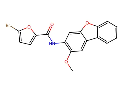 5-bromo-N-(2-methoxydibenzofuran-3-yl)furan-2-carboxamide structure