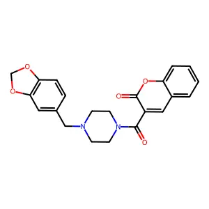 3-{[4-(1,3-benzodioxol-5-ylmethyl)piperazin-1-yl]carbonyl}-2H-chromen-2-one structure