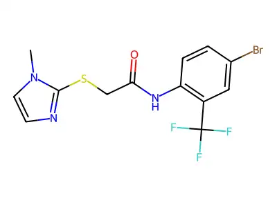 N-[4-bromo-2-(trifluoromethyl)phenyl]-2-(1-methylimidazol-2-yl)sulfanylacetamide structure