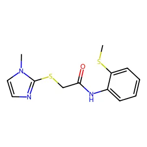 2-(1-methylimidazol-2-yl)sulfanyl-N-(2-methylsulfanylphenyl)acetamide structure