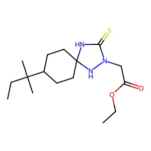 Ethyl [8-(2-methylbutan-2-yl)-3-thioxo-1,2,4-triazaspiro[4.5]dec-2-yl]acetate structure