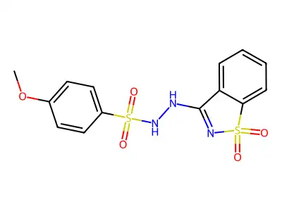 N'-(1,1-dioxido-1,2-benzisothiazol-3-yl)-4-methoxybenzenesulfonohydrazide structure
