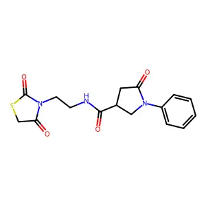 N-[2-(2,4-dioxo-1,3-thiazolidin-3-yl)ethyl]-5-oxo-1-phenylpyrrolidine-3-carboxamide structure