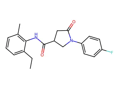 N-(2-ethyl-6-methylphenyl)-1-(4-fluorophenyl)-5-oxopyrrolidine-3-carboxamide structure