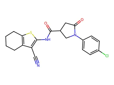 1-(4-chlorophenyl)-N-(3-cyano-4,5,6,7-tetrahydro-1-benzothiophen-2-yl)-5-oxopyrrolidine-3-carboxamide structure