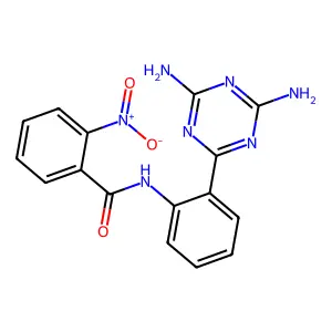 N-[2-(4,6-diamino-1,3,5-triazin-2-yl)phenyl]-2-nitrobenzamide structure