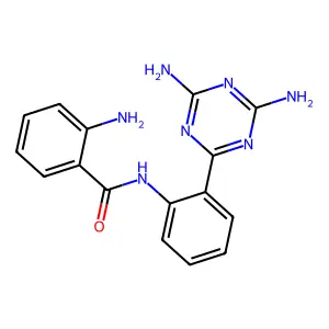 2-amino-N-[2-(4,6-diamino-1,3,5-triazin-2-yl)phenyl]benzamide structure