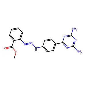 methyl 2-{(1e)-3-[4-(4,6-diamino-1,3,5-triazin-2-yl)phenyl]triaz-1-en-1-yl}benzoate structure
