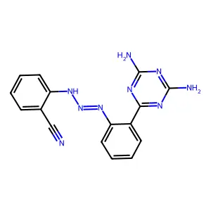 2-[2-[2-(4,6-Diamino-1,3,5-triazin-2-yl)phenyl]iminohydrazinyl]benzonitrile structure