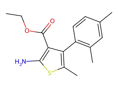 Ethyl 2-amino-4-(2,4-dimethylphenyl)-5-methylthiophene-3-carboxylate structure