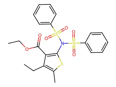Ethyl 2-[bis(benzenesulfonyl)amino]-4-ethyl-5-methylthiophene-3-carboxylate structure