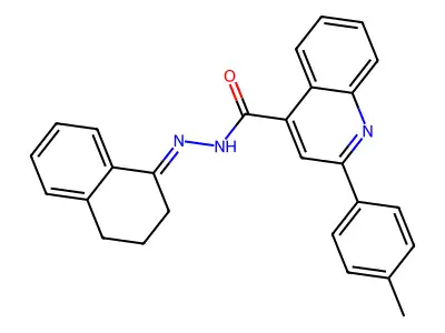 N-(3,4-dihydro-2H-naphthalen-1-ylideneamino)-2-(4-methylphenyl)quinoline-4-carboxamide structure