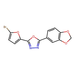 2-(1,3-Benzodioxol-5-yl)-5-(5-bromo-2-furyl)-1,3,4-oxadiazole structure