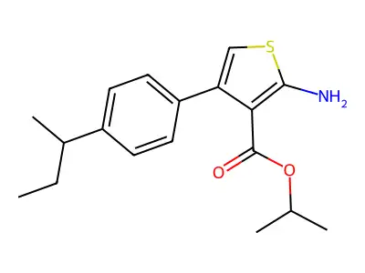 Isopropyl 2-amino-4-(4-(sec-butyl)phenyl)thiophene-3-carboxylate structure