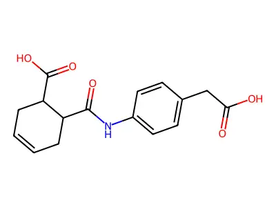 6-[[4-(Carboxymethyl)phenyl]carbamoyl]cyclohex-3-ene-1-carboxylic acid structure
