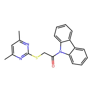 1-Carbazol-9-yl-2-(4,6-dimethylpyrimidin-2-yl)sulfanylethanone structure