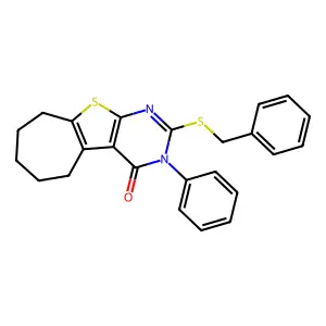 2-(benzylsulfanyl)-3-phenyl-3,5,6,7,8,9-hexahydro-4H-cyclohepta[4,5]thieno[2,3-d]pyrimidin-4-one structure