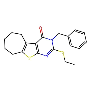 3-benzyl-2-(ethylsulfanyl)-3,5,6,7,8,9-hexahydro-4H-cyclohepta[4,5]thieno[2,3-d]pyrimidin-4-one structure