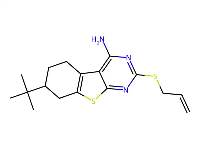 7-tert-butyl-2-prop-2-enylsulfanyl-5,6,7,8-tetrahydro-[1]benzothiolo[2,3-d]pyrimidin-4-amine structure