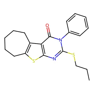 3-phenyl-2-(propylsulfanyl)-3,5,6,7,8,9-hexahydro-4H-cyclohepta[4,5]thieno[2,3-d]pyrimidin-4-one structure