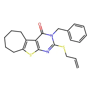 2-(allylthio)-3-benzyl-6,7,8,9-tetrahydro-3H-cyclohepta[4,5]thieno[2,3-d]pyrimidin-4(5H)-one structure