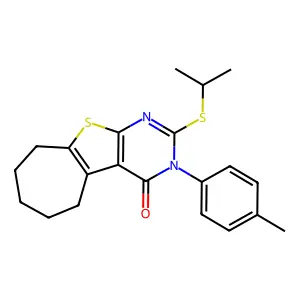 2-(isopropylsulfanyl)-3-(4-methylphenyl)-3,5,6,7,8,9-hexahydro-4H-cyclohepta[4,5]thieno[2,3-d]pyrimidin-4-one structure
